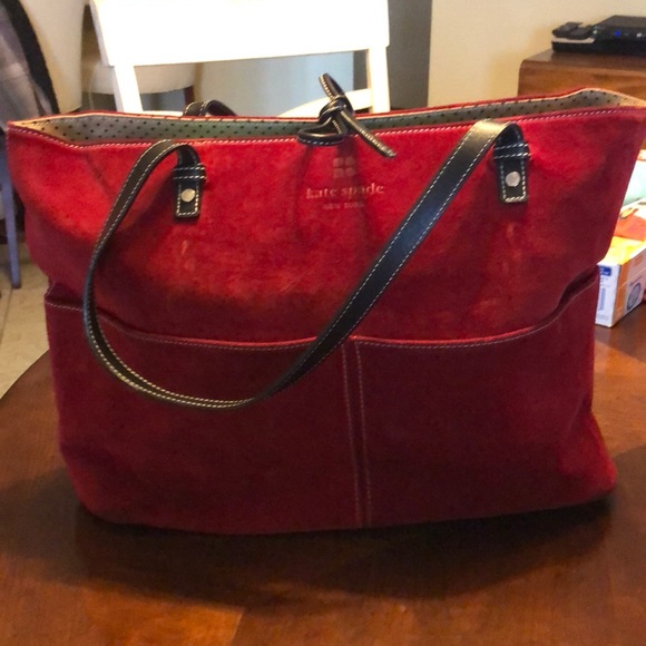 kate spade Handbags - EUC Red Suede Authentic Kate Spade handbag